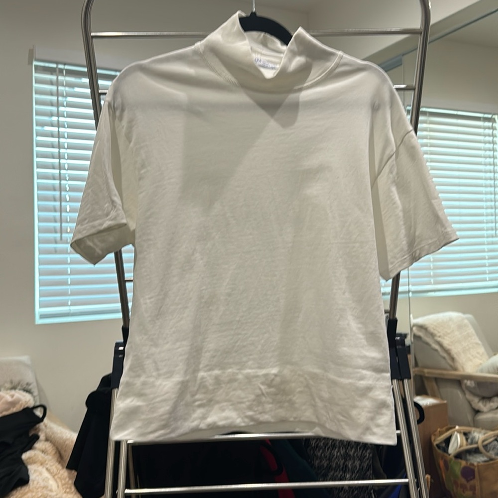 ZARA Women’s Mock Neck Blouse Shirt in White, Size: S